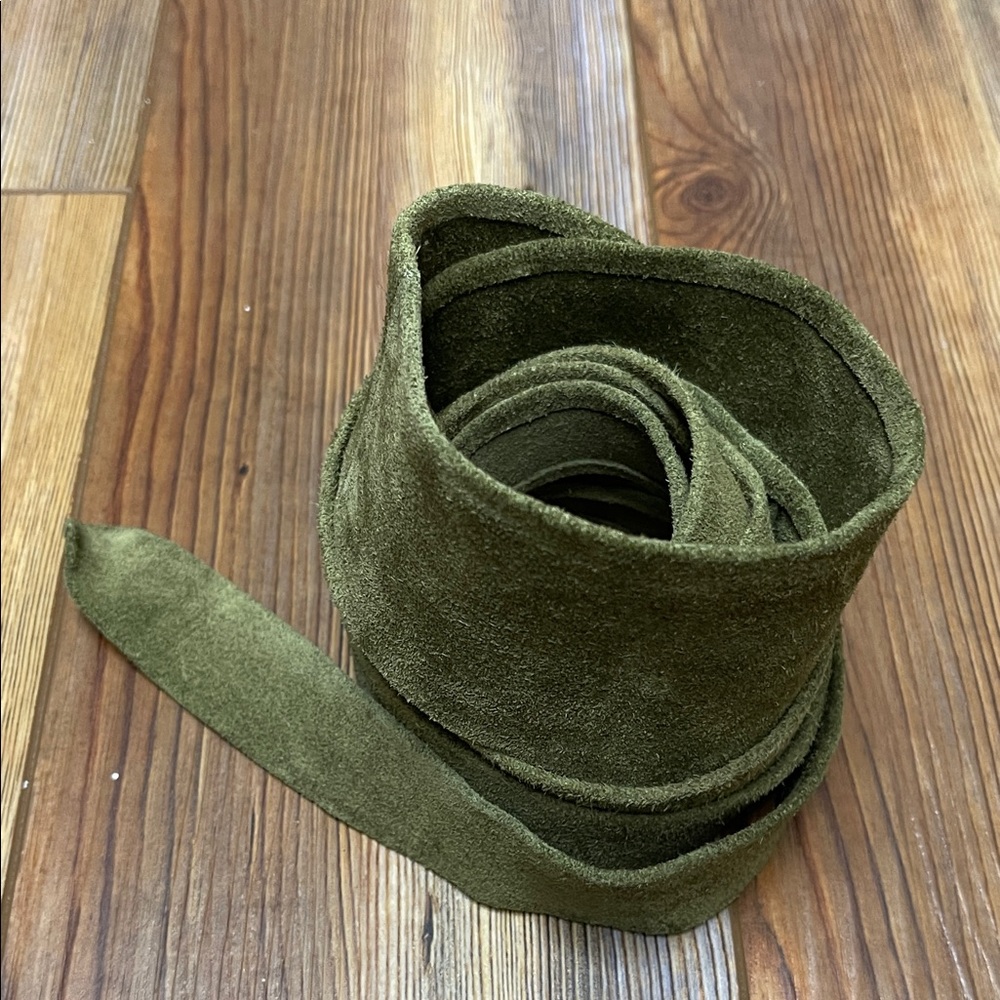 Ada Olive Green Suede Obi Tie Belt - Picture 2 of 3